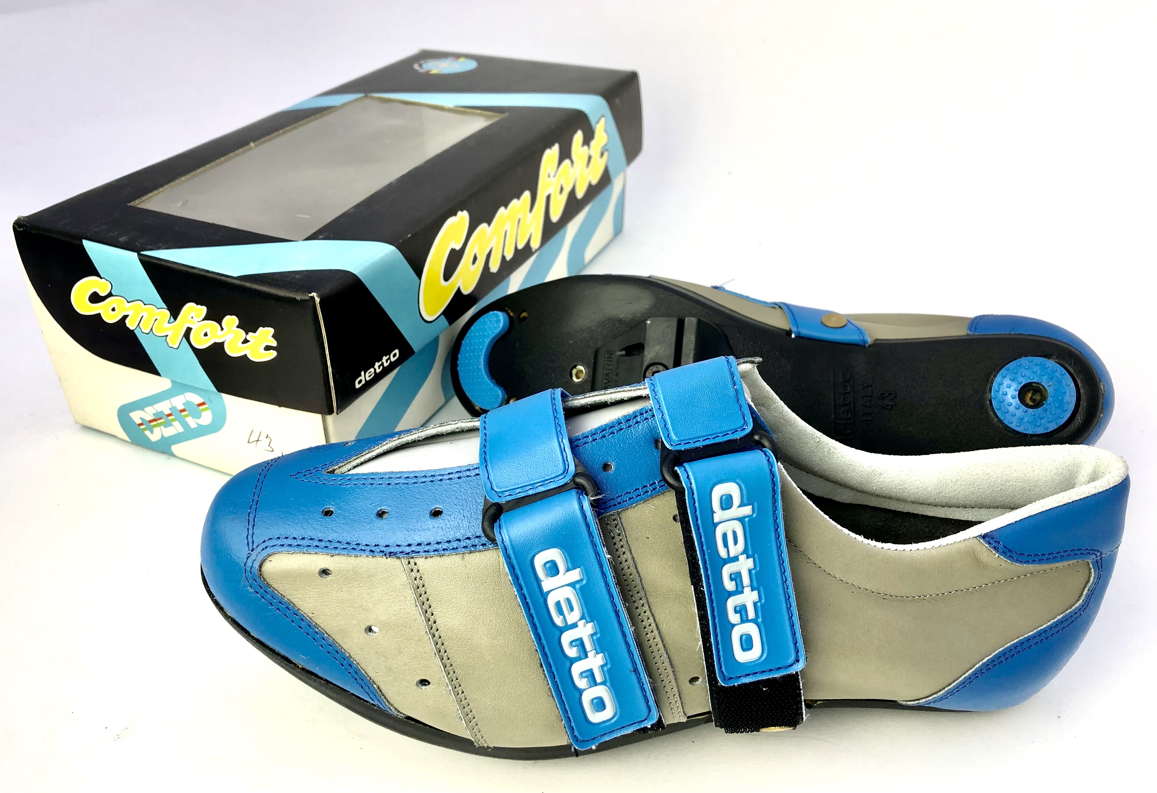 NOS Vintage Detto Pietro Mod. 230 Comfort Blu Cycling Shoes Size 41