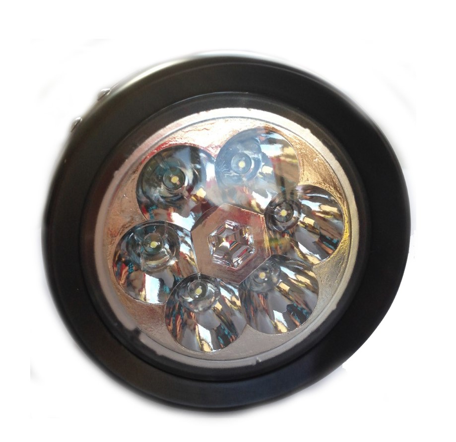 Fanale frontale con 6 LED a batteria 80 mm nero opaco