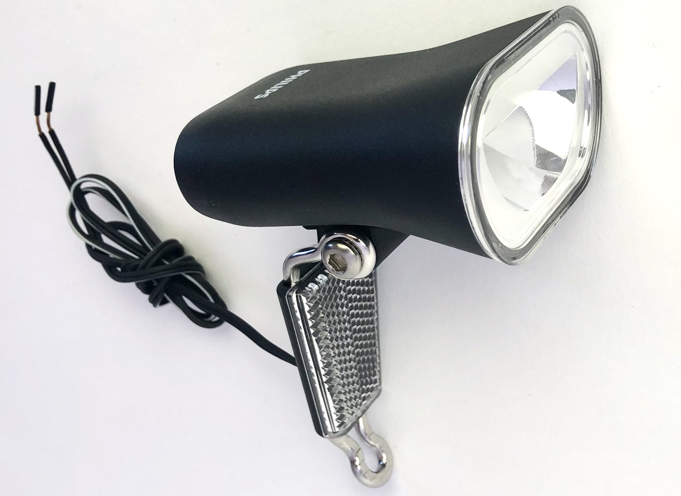 Philips LED E-Bike front lamp, black with reflector, fork mount