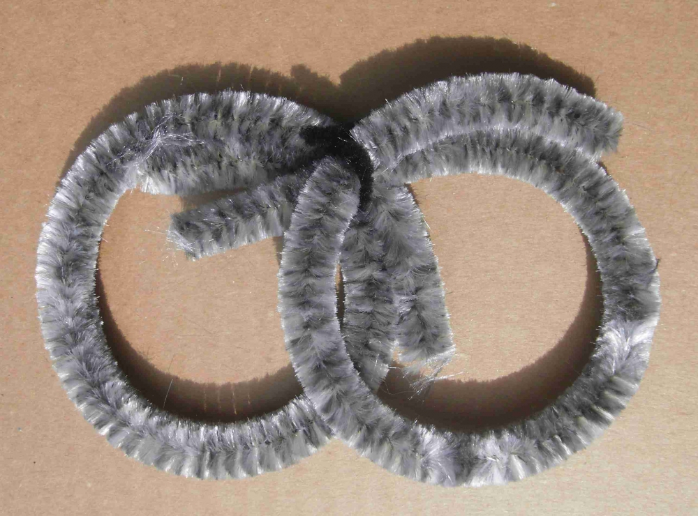 Anelli di pulizia color grigio argentato in ciniglia, 2 grandi