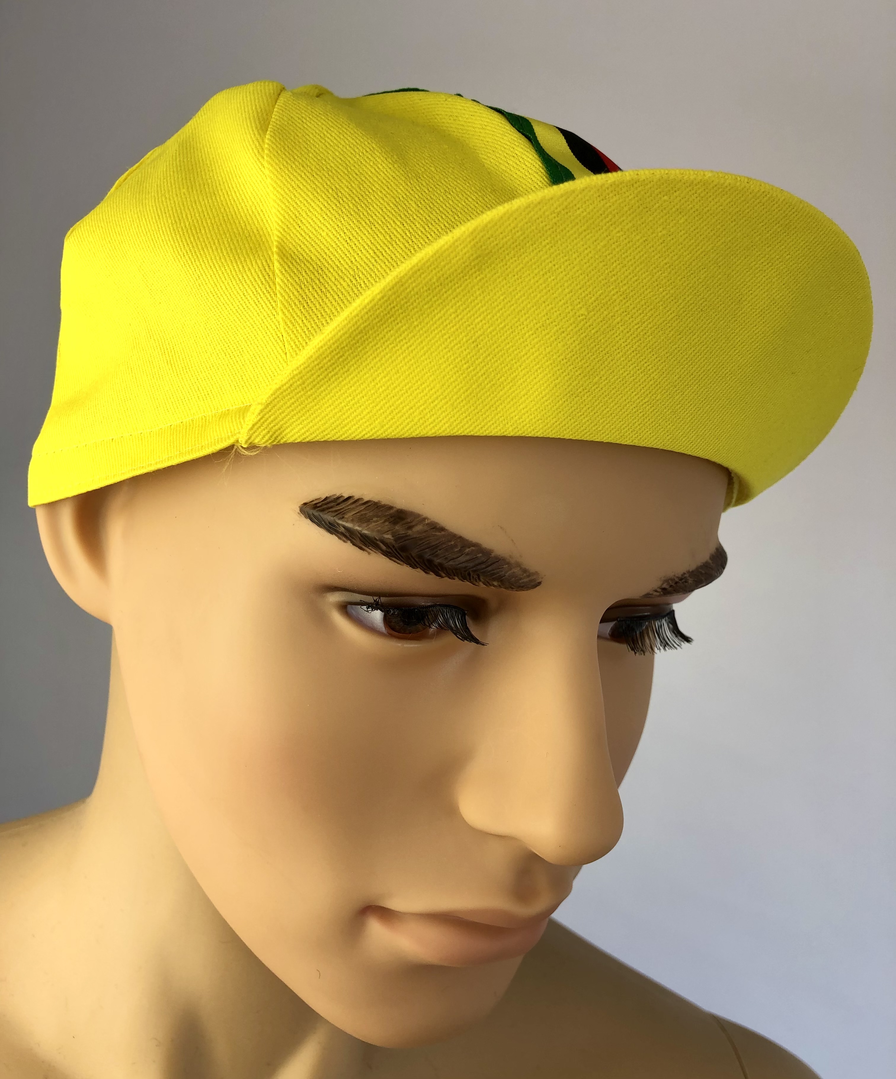 Cycling Cap giallo con strisce colorate