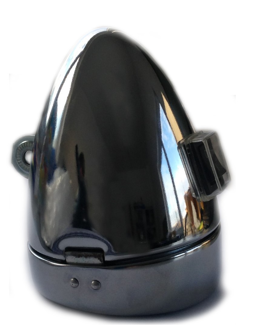 Fanale frontale con 6 LED a batteria 80 mm cromo