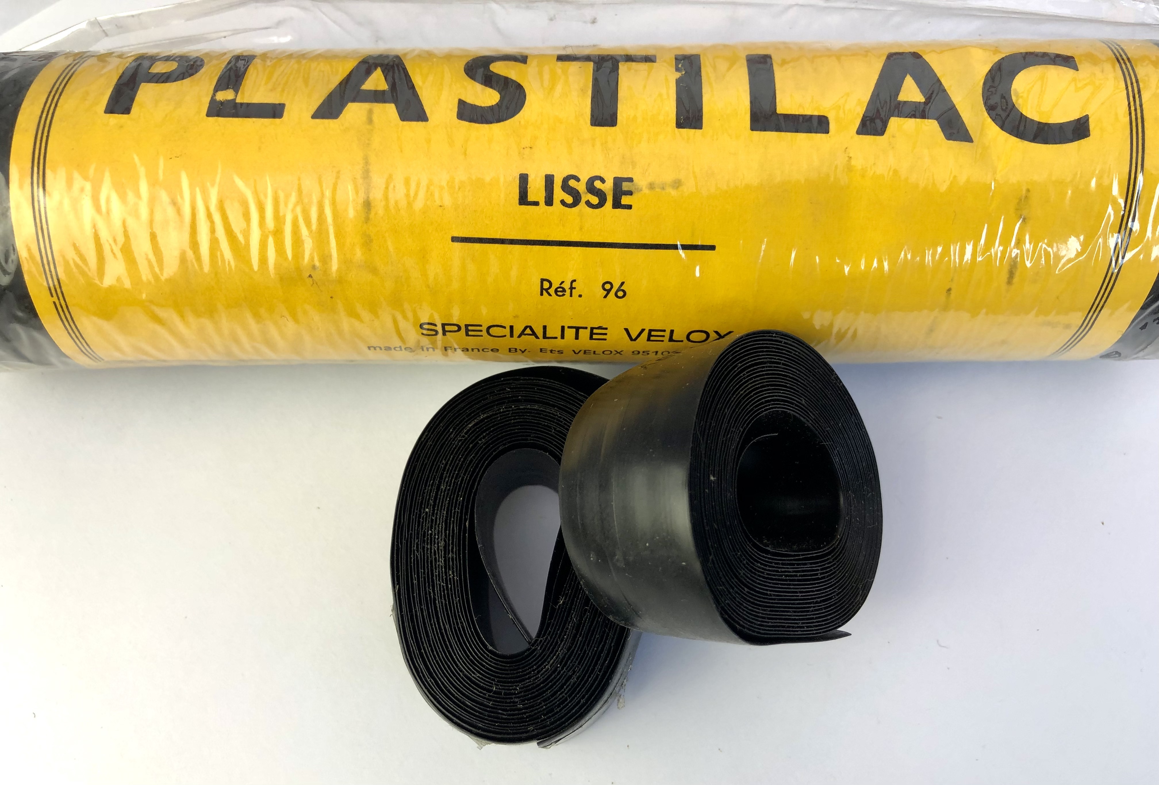 2 X ROLLS OF FRENCH MADE Black liscio PLASTILAC HANDLEBAR TAPE BY VELOX NOS